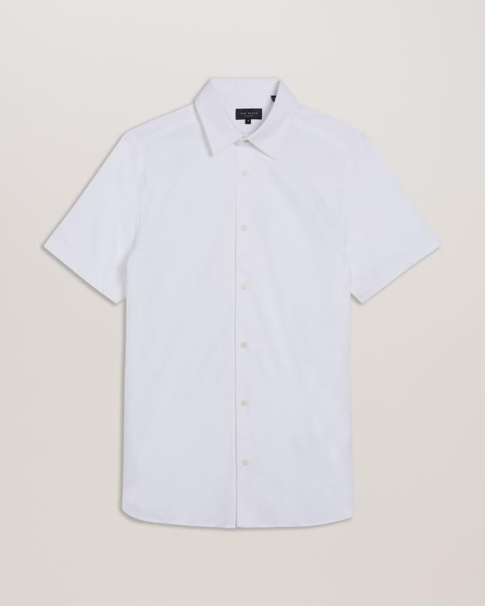 Chemises Ted Baker Short Sleeve Cotton Oxford Blanche Homme | ITW-96266090